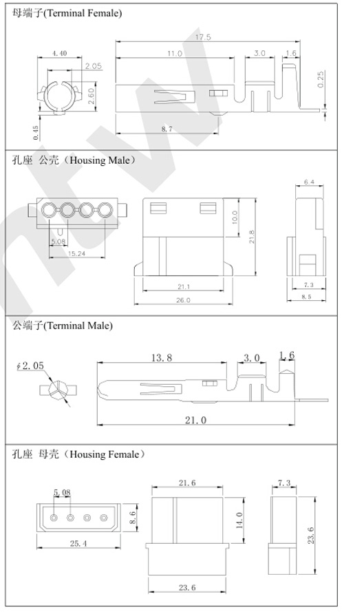 端子孔座規(guī)格圖